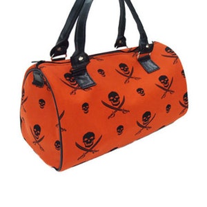 US Handmade Handbag Doctor Bag with Jolly Rogers Pirates Halloween Gothic Fabric, New image 1