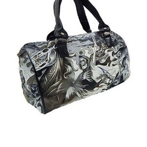 Sac de docteur de sac à main fait main des Etats-Unis avec le modèle de modèle de sacoche de modèle de coeur de l’obscurité, tissu de coton, nouveau, couleur noire