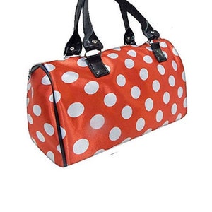 Sac de docteur de sac à main fait main des Etats-Unis avec le modèle « Polka Dots Red White » modèle satchel modèle, tissu de coton, nouveau