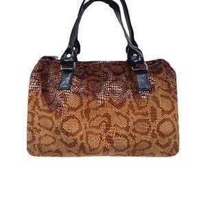 Sac de docteur de sac à main fait main des Etats-Unis avec le modèle « imprimé animal de serpent de python » modèle de modèle de sacoche, tissu de coton, nouveau