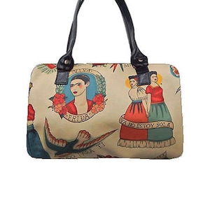 Sac de docteur de sac à main fait main des Etats-Unis avec le modèle « Frida, Todo Para Ti » modèle de sacoche, tissu de coton, nouveau
