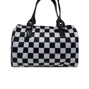 Sac de docteur de sac à main fait main des Etats-Unis avec le modèle de sacoche de modèle « blanc noir checkered » modèle, tissu de coton, NewNew