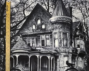 WICKED HAUNTED House Panel Pattern Cotton Fabric 24" X 44" -  New and Rare  half a yard