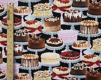 BIRTHDAY CAKES Pattern Cotton Fabric 18" X 44" -  New and Rare  half a yard