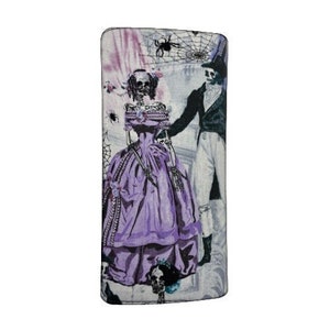 US HANDMADE « VICTORIAN Skeleton Dancing » Tissu de coton portefeuille pliant pour femmes, nouveau, rare
