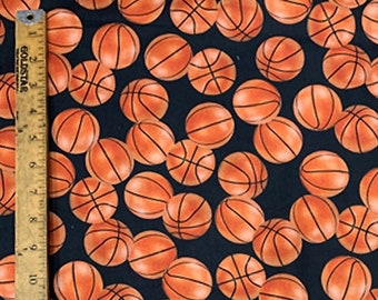 BASKETBALL Pattern Cotton Fabric 18" X 44" -  New and Rare half a yard