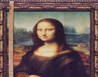 MONA LISA  Pattern Cotton Fabric 36" X 44" - New and Rare one yard