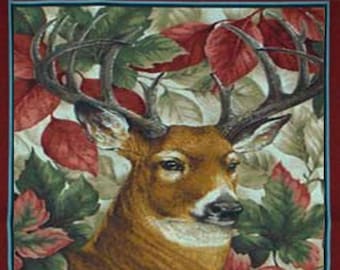 REINDEER Pattern Cotton Fabric 17" X 44" -  New and Rare half a yard