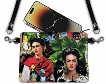 US HANDMADE Handbag Cellphone Case with "FRIDA Multicolor" Pattern Shoulder Bag  Purse New