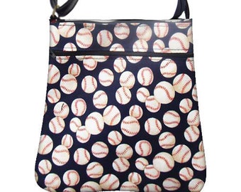 US HANDMADE Handbag Crossover Body Bag with "Baseball" Sports Pattern Shoulder Bag Handbag Purse, New