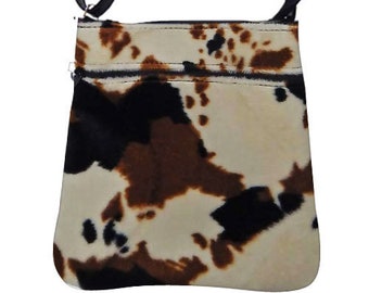 US HANDMADE Handbag Crossover Body Bag with "Cow Animal" Pattern Shoulder Bag Handbag Purse, New