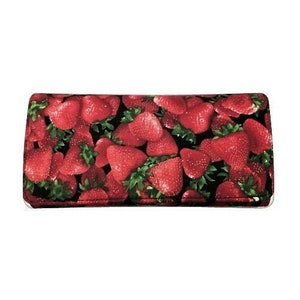 US Handmade Woman Wallet With  "STRAWBERRY" Pattern , Cotton  Fabric, New, Rare