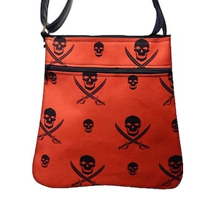 US HANDMADE Handbag Crossover Body Bag with &quot;Jolly Rogers&quot; Pattern Shoulder Bag Handbag Purse, New