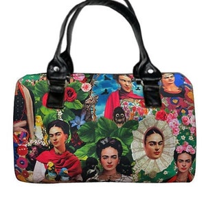 Sac à main américain fait à la main Doctor Bag avec « FRIDA MULTICOLOR » Full Fabric Pattern Satchel Style, Tissu coton, Nouveau