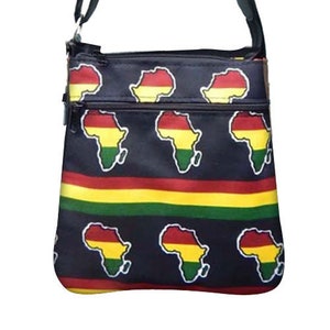 US HANDMADE Handbag Crossover Body Bag with &quot;African Map&quot; Pattern Shoulder Bag Handbag Purse, New