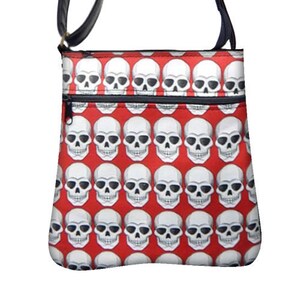 US HANDMADE Handbag Crossover Body Bag with &quot;Robo&quot; Skulls Pattern Shoulder Bag Handbag Purse, New