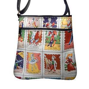 US HANDMADE Handbag Crossover Body Bag with "Loteria Cartas Skeleton" Gothic Pattern Shoulder Bag Handbag Purse, New
