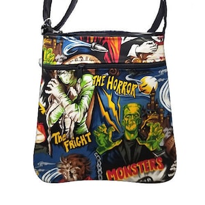 Handmade Monster Horror Crossover Body Bag: Halloween Shoulder Purse