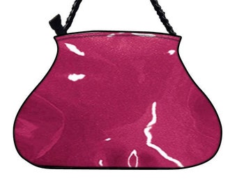 US Handtasche Große Arzttasche mit "Shiny Shimmering Glossy Fuchsia" Muster, Handtasche, Geldbörse, Geflochtener Riemengriff, Neu