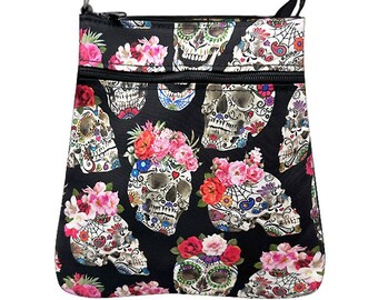 Bolso bandolera con calaveras arcoíris hecho a mano en EE. UU.