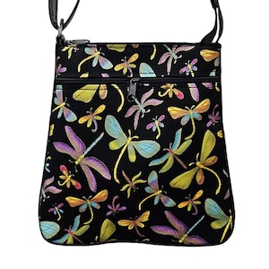 US HANDMADE Handtasche Crossover Body Bag mit &quot;Multicolor Libellen&quot; Muster Schultertasche Handtasche Geldbörse, Neu