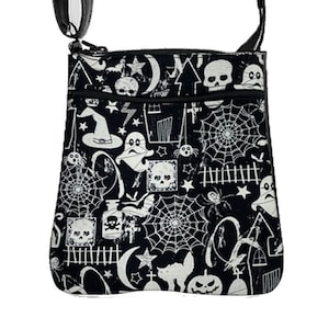 US HANDMADE Handbag Crossover Body Bag with &quot;HALOWEEN Glow Motif&quot; Pattern Shoulder Bag Handbag Purse, New