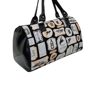 Handmade Witchcraft Shop Doctor Bag: Black Patterned Satchel