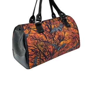 Sac de docteur de sac à main fait à la main des Etats-Unis avec le modèle noir brillant de sacoche de modèle noir de « RAVEN MOON », tissu de coton, nouveau