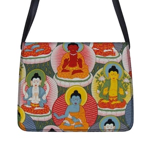 US Handmade Messenger Bag with &quot;Buddha&quot; Asian Religion Pattern Shoulder Bag, Cotton Fabric, New