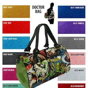 Sac à main américain Sac Doctor avec « Monster Horror Movies Halloween » Motif Satchel Style, Tissu en coton, Nouveau