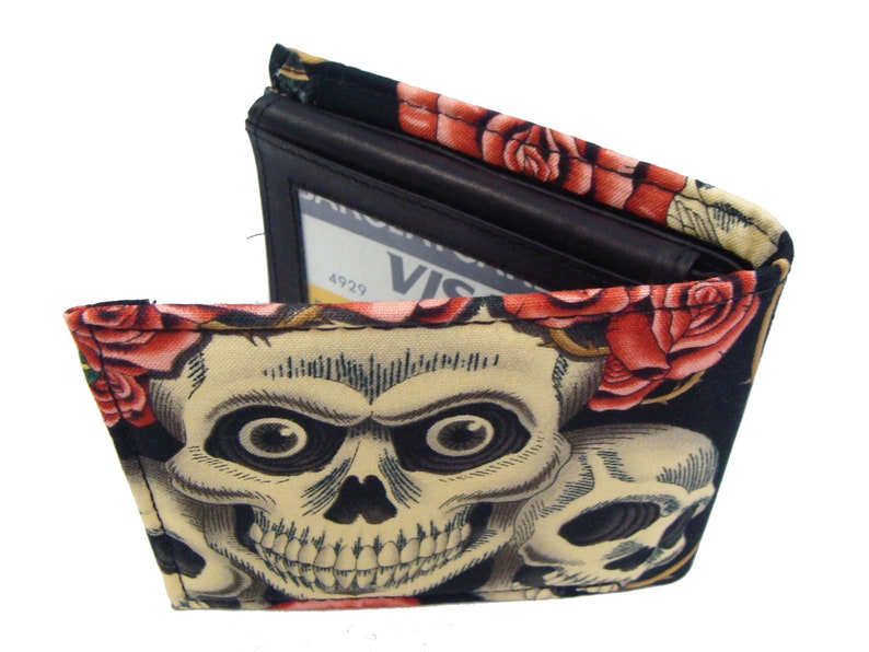 Skulls Skeleton Skulls Roses Men Wallet US Handmade Wallet image 1