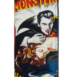 USA Handmade Woman Wallet con Drácula Monster Frankenstein Película de terror Robert Kaufman Fabric Cotton, nuevo