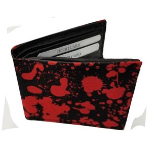 US HANDMADE Bi-Fold Unisex Wallet con patrón de "tipo de sangre" tela de algodón, rara, nueva