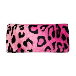 US HANDMADE "LEOPARD Pink Animal Fur" Tela de algodón de cartera plegable para mujer, nueva, rara