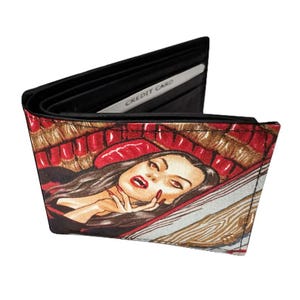 Billetera unisex plegable hecha a mano en EE. UU. con estampado "Night of VAMPIRE Black 2", tela de algodón, rara, nueva