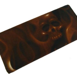 Cartera con calaveras ON Fire Skeleton Exterior Hecho a mano Color marrón Alexander Henry Tela, nuevo