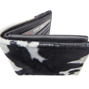 Cartera plegable para hombre hecha a mano en EE. UU. con diseño de "vaca animal", nueva y poco común