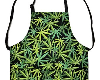 US HANDMADE 2 in 1 APRON with " Herb Green" Pattern, Cotton, Reversible, New