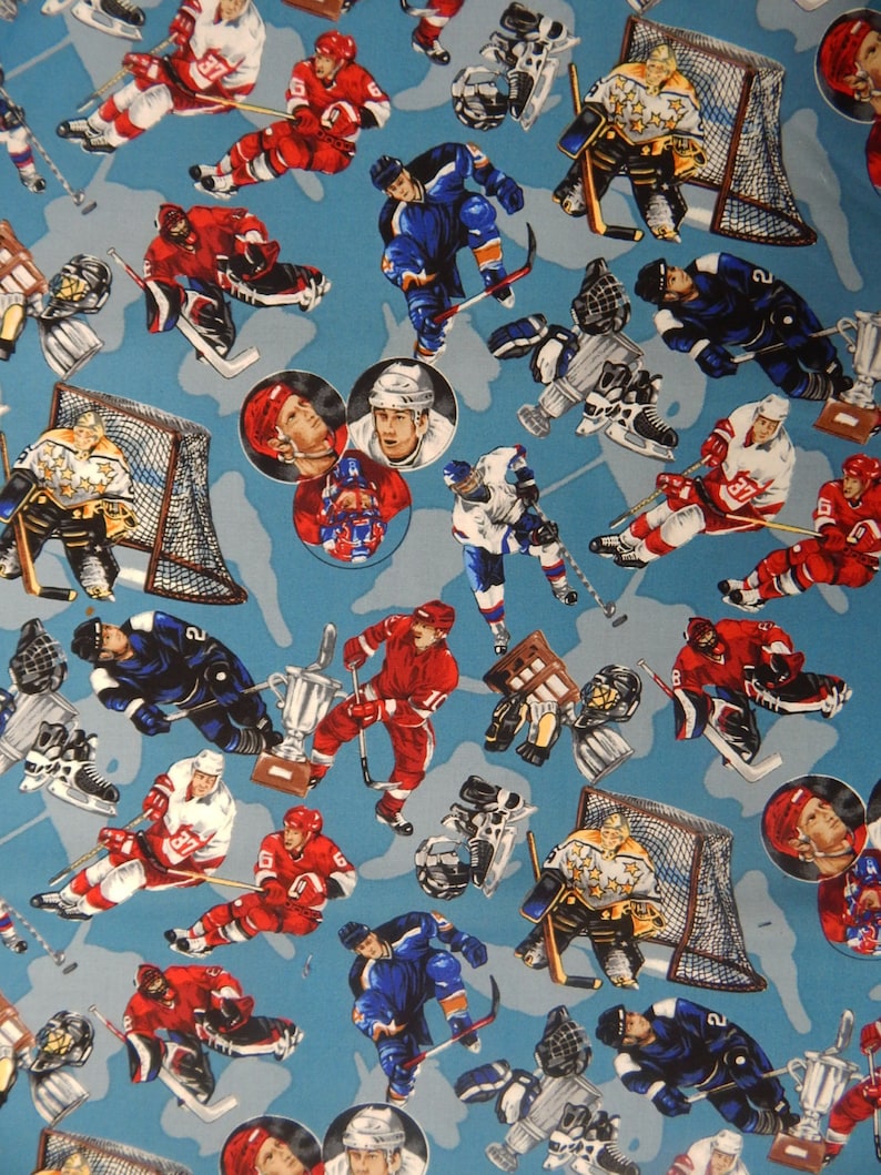 HOCKEY Sport Pattern Fabric Cotton Fabric 18 X Etsy