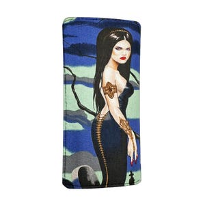 Billetera plegable para mujer "Night of VAMPIRE Black 4" hecha a mano en EE. UU., de tela de algodón, nueva, rara