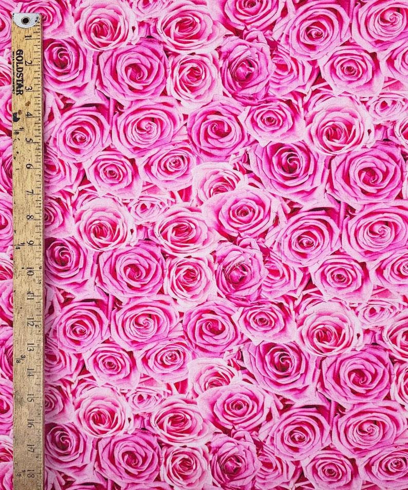 PACKED PINK ROSES Pattern Cotton Fabric 18
