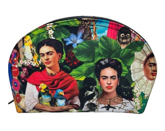 US Handmade Make-Up Bag with "FRIDA MULTICOLOR" Pattern Cosmetic Bag, Clutch Purse, Pouch, New