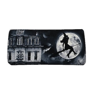 US HANDMADE "WITCHES Flying Hunted House 2" Cartera plegable para mujer de tela de algodón, nueva, rara