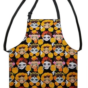 Handmade Frida Faces Apron: Reversible Cotton Kitchen Apron