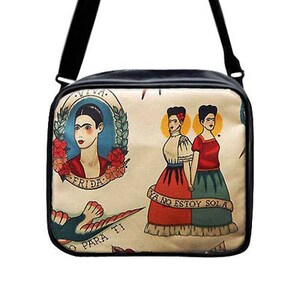 US Handmade Handbag Large Crossover Body Bag with "Frida Todo Para Ti" Fabric Handbag Purse New