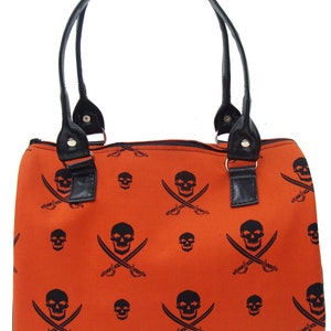 US Handmade Handbag Doctor Bag with Jolly Rogers Pirates Halloween Gothic Fabric, New image 2