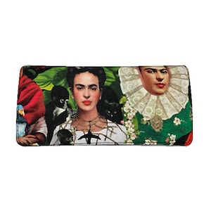 Carteira feminina dupla dobrada em tecido de algodão US HANDMADE "FRIDA Multicolor", nova, rara