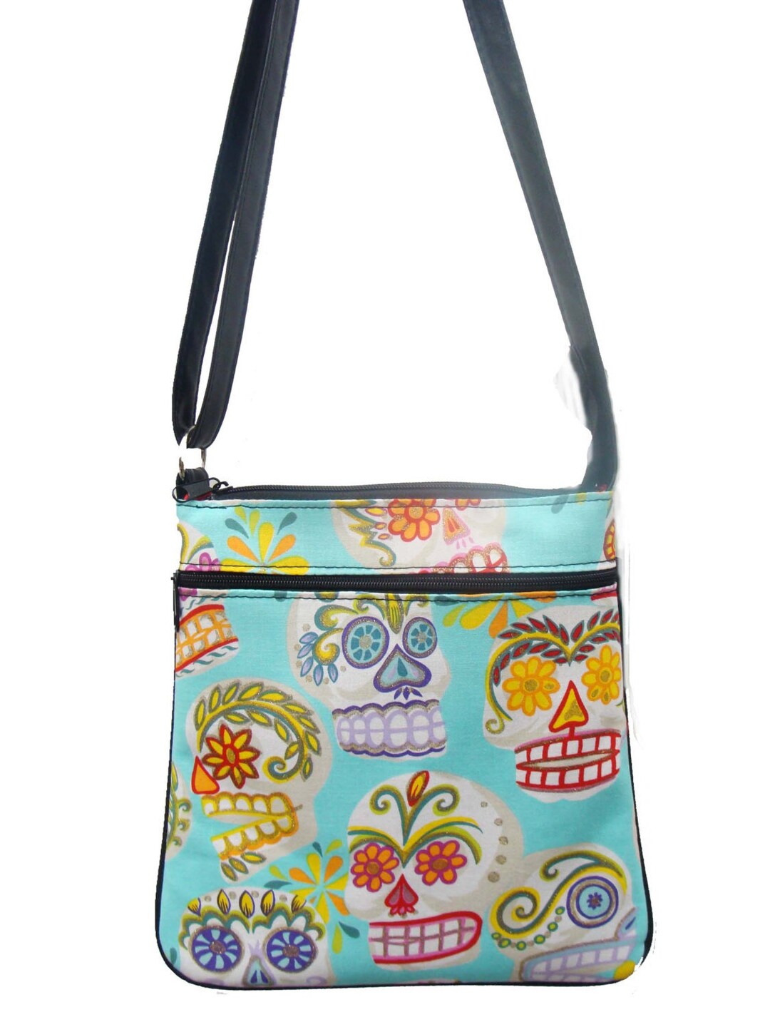 Sugar Skull Skeleton Girly Paisley Pattern Print Crossbody Bags