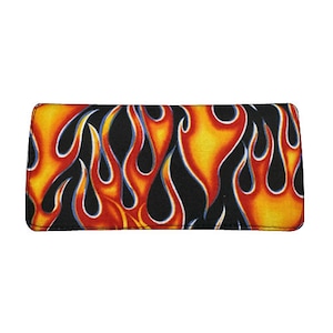 Portefeuille à deux volets « WHEELS On Fire » fabriqué aux États-Unis, tissu en coton pour femme, neuf, rare