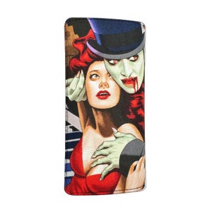 Portefeuille à deux volets en coton pour femme « Night of VAMPIRE Red 1 » fait main, neuf, rare